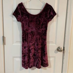 Forever 21 Burgundy Maroon Velvet Skater Fit and Flare Mini Dress
